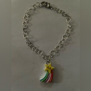 Silver Bracelet with Star and Rainbow Charm
